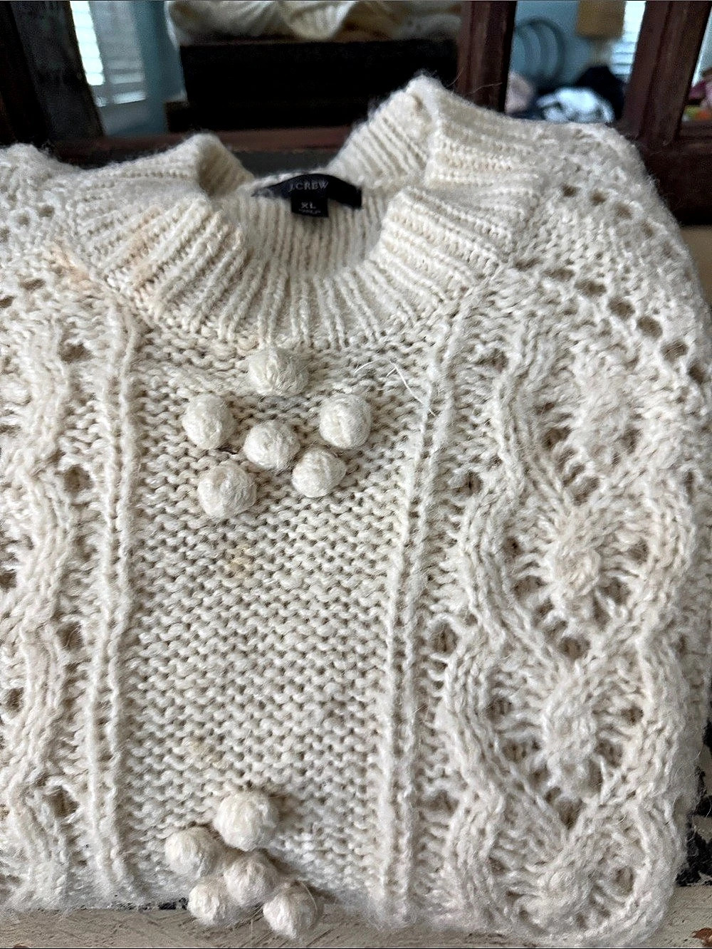 J.CREW Cable Knit Sweater in White Size XL